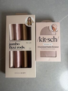 Kitsch Satin Jumbo Flexi Rods & Oversized Satin Bonnet - Pink and Bronze